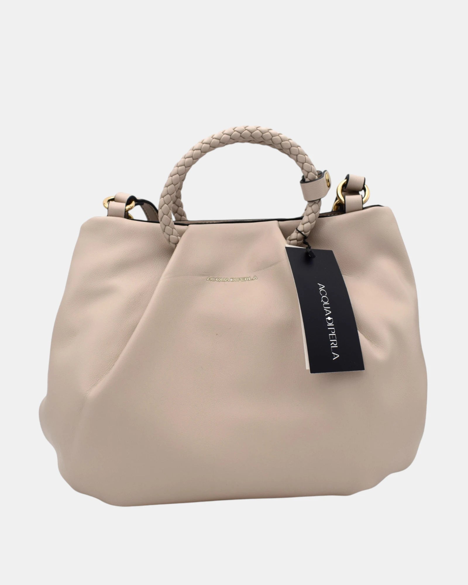 Acqua di Perla Borsa Donna mod. APRA99513 Tortora Morbida con Manici Intrecciati e Chiusura Magnetica