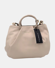 Acqua di Perla Borsa Donna mod. APRA99513 Tortora Morbida con Manici Intrecciati e Chiusura Magnetica