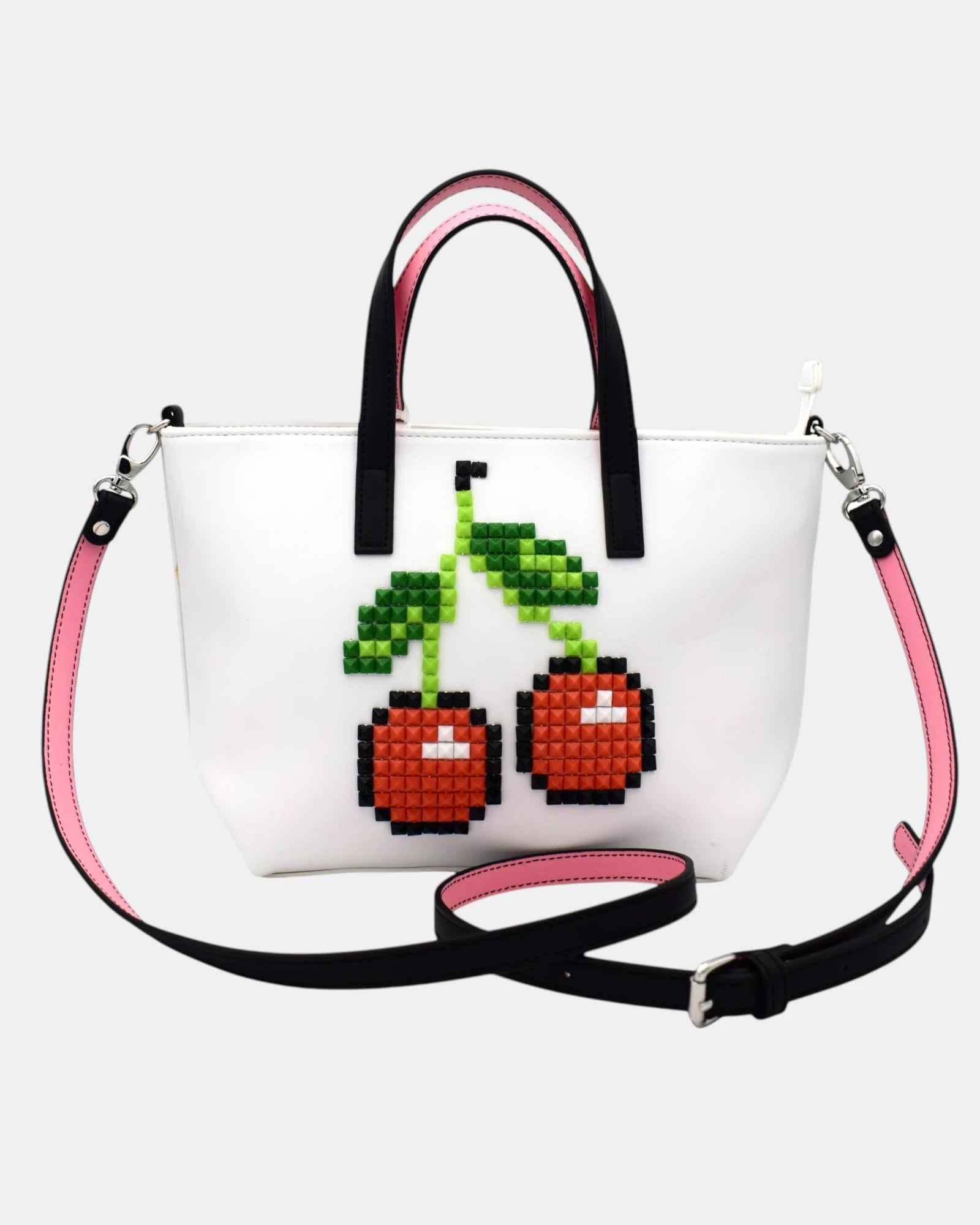 👜 Braccialini borsa donna mod.TUA Shine B 12041 – Bianco con Ciliegie Pixel Art