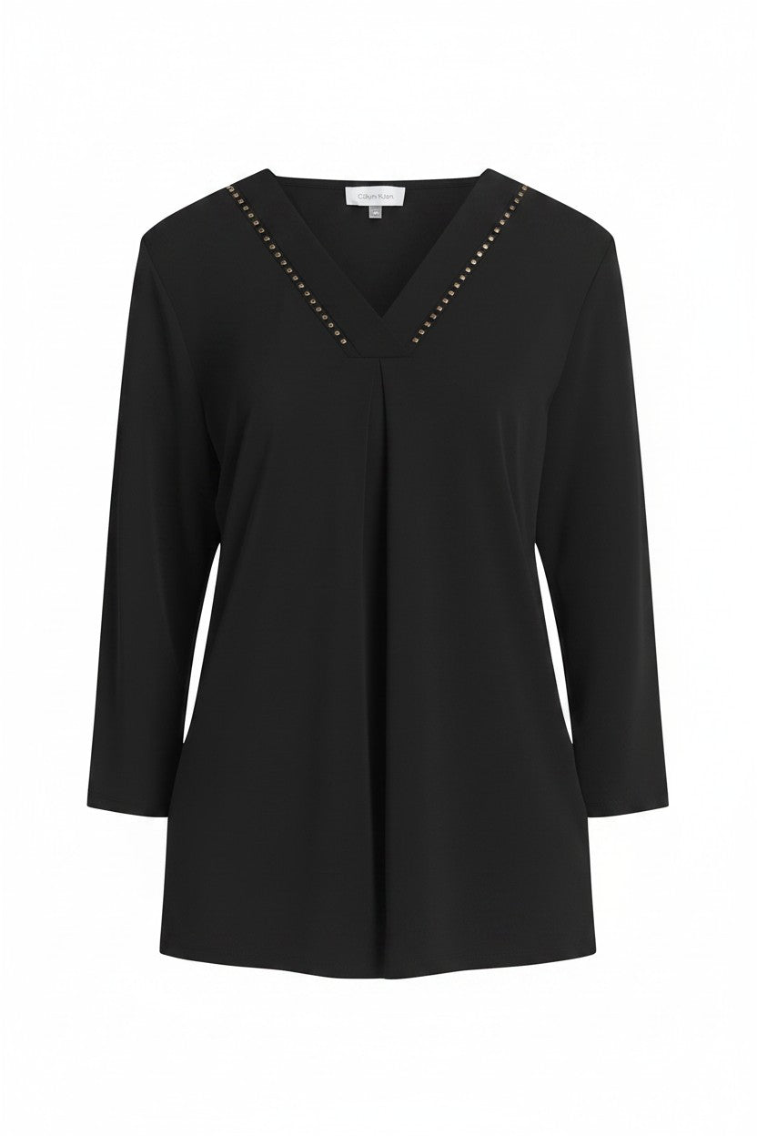 Calvin Klein blusa donna con micro borchie col. nero
