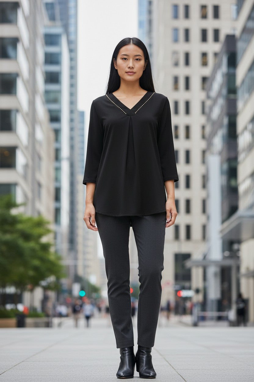 Calvin Klein blusa donna con micro borchie col. nero