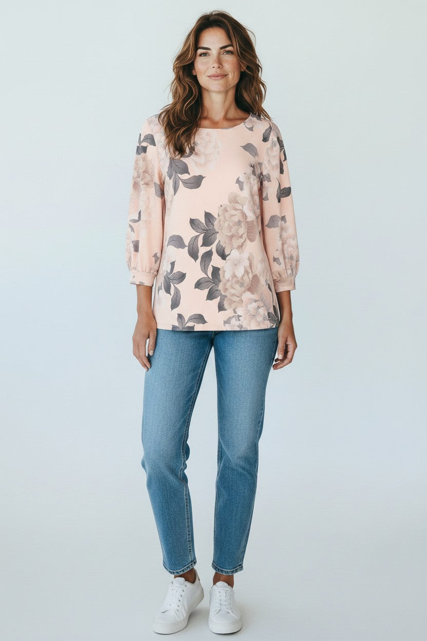Calvin Kelin blusa donna fiorata stampa blush floral