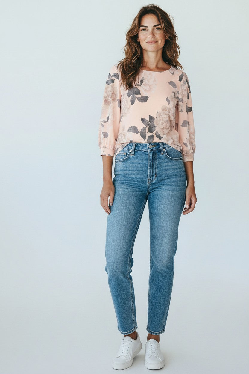 Calvin Kelin blusa donna fiorata stampa blush floral