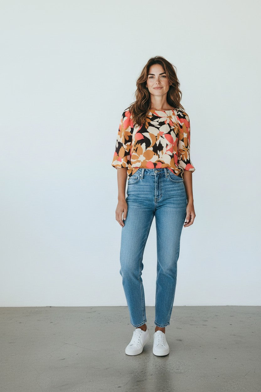 Calvin Klein blusa donna fantasia corallo multicolor