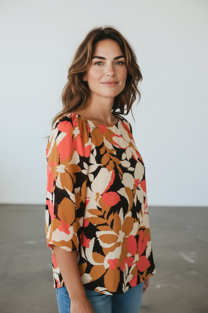 Calvin Klein blusa donna fantasia corallo multicolor