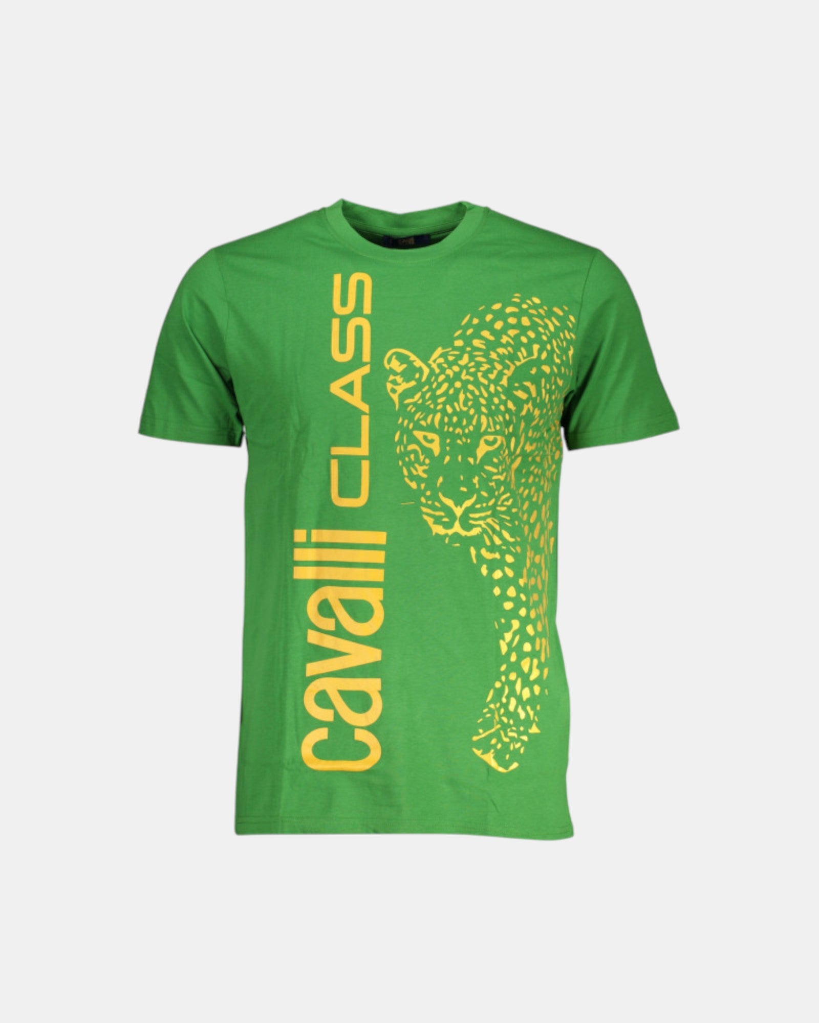 Cavalli Class T-Shirt Uomo stampa verticale Leopardo 100% cotone