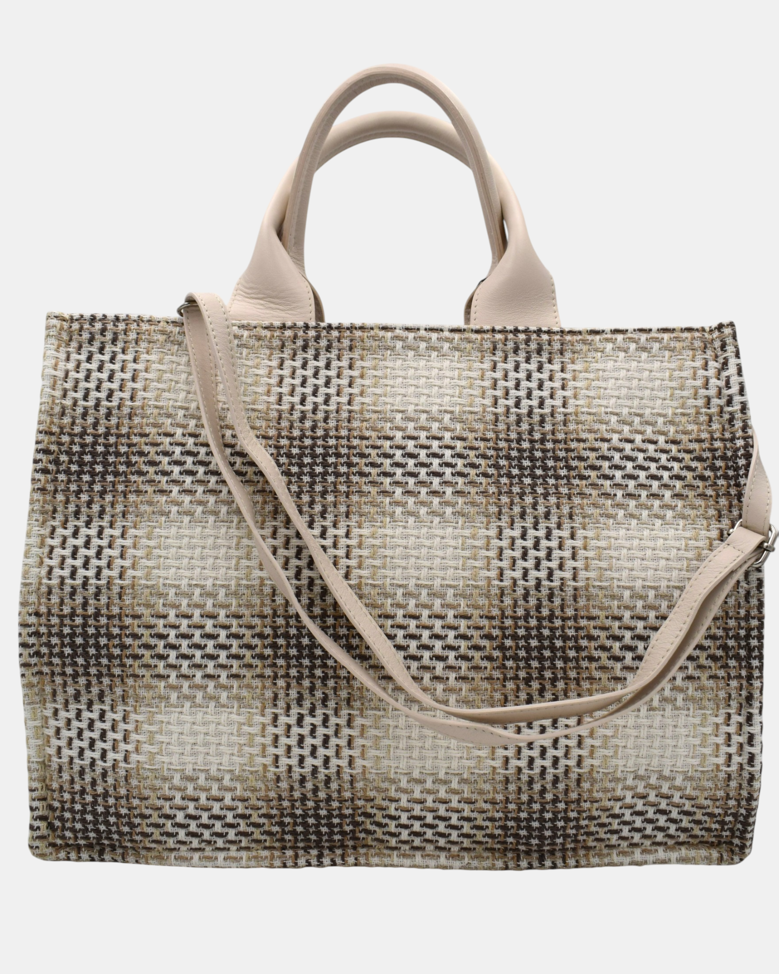Pierre Cardin borsa shopper grande made in Italy Vera Pelle e Pied de Poule con Tracolla