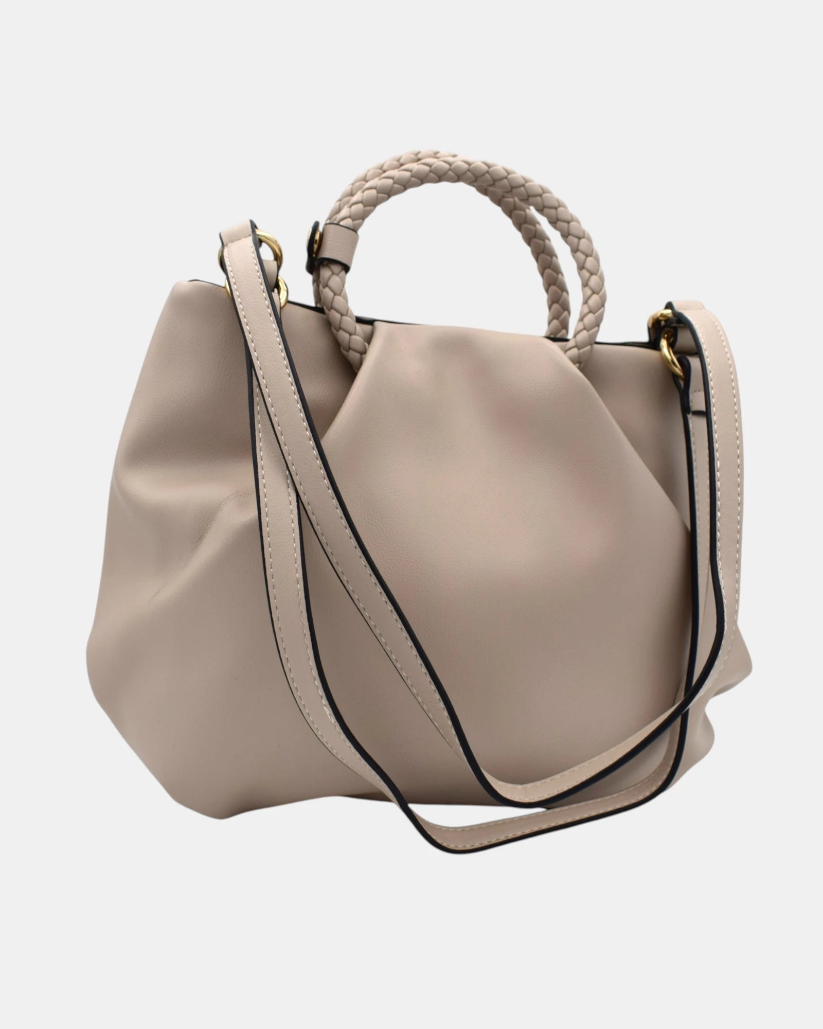 Acqua di Perla Borsa Donna mod. APRA99513 Tortora Morbida con Manici Intrecciati e Chiusura Magnetica