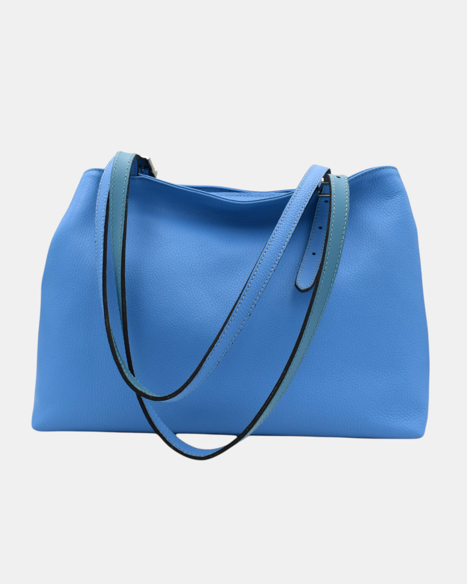 Pierre Cardin Borsa Shopper Donna in Vera Pelle Nappa Modello 534 Azzurro Capiente
