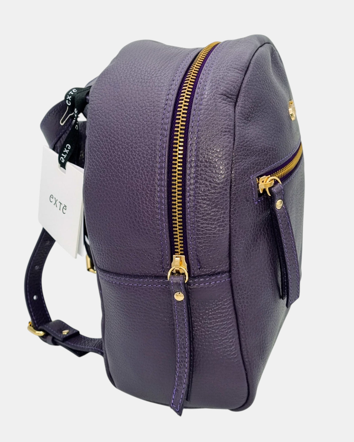Extè Milano Zaino da Donna Kate in 100% Vera Pelle Viola Martellata