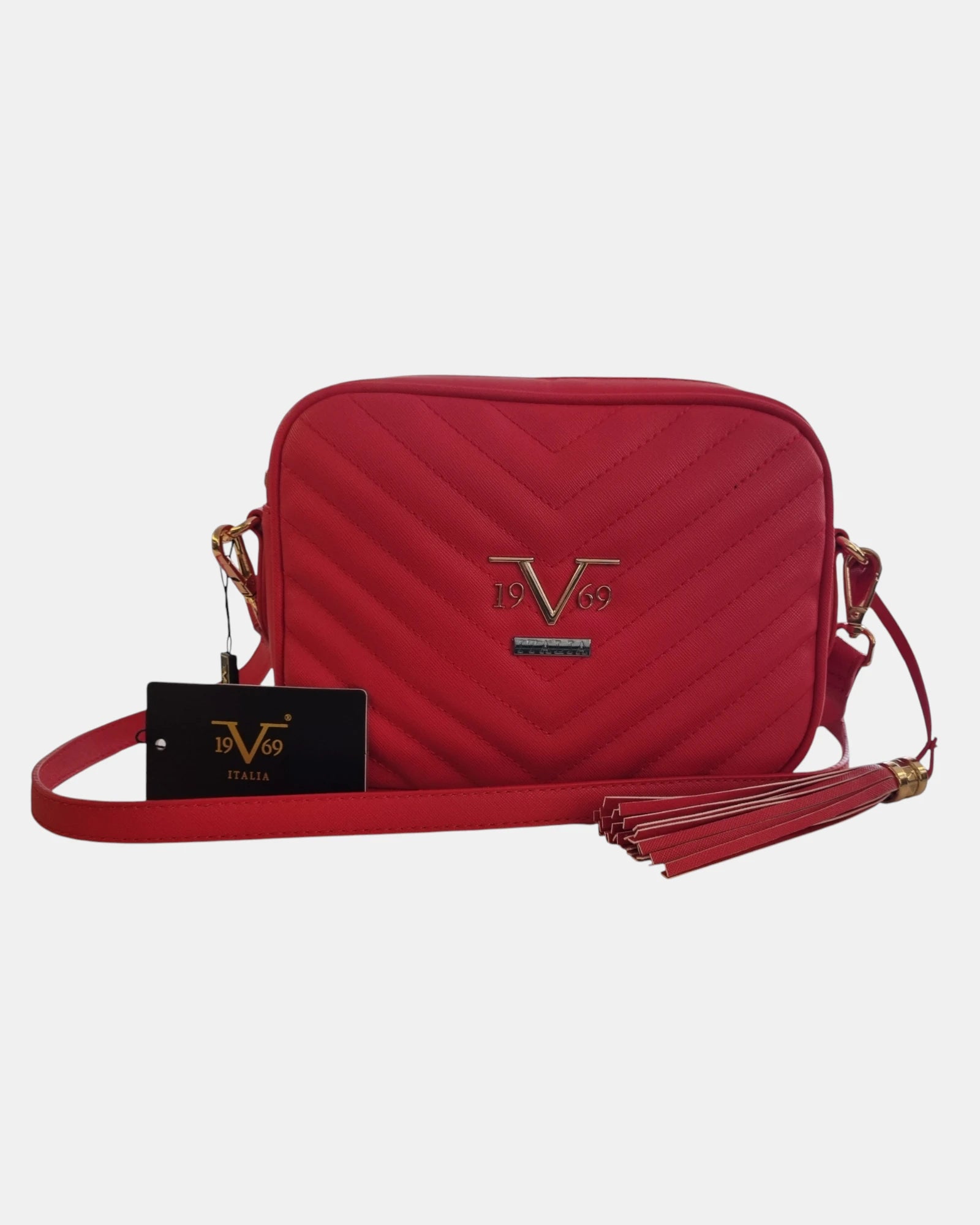 19V69 Italia by Versace Borsa a Tracolla Donna Modello Luna Blanch Rossa Trapuntata