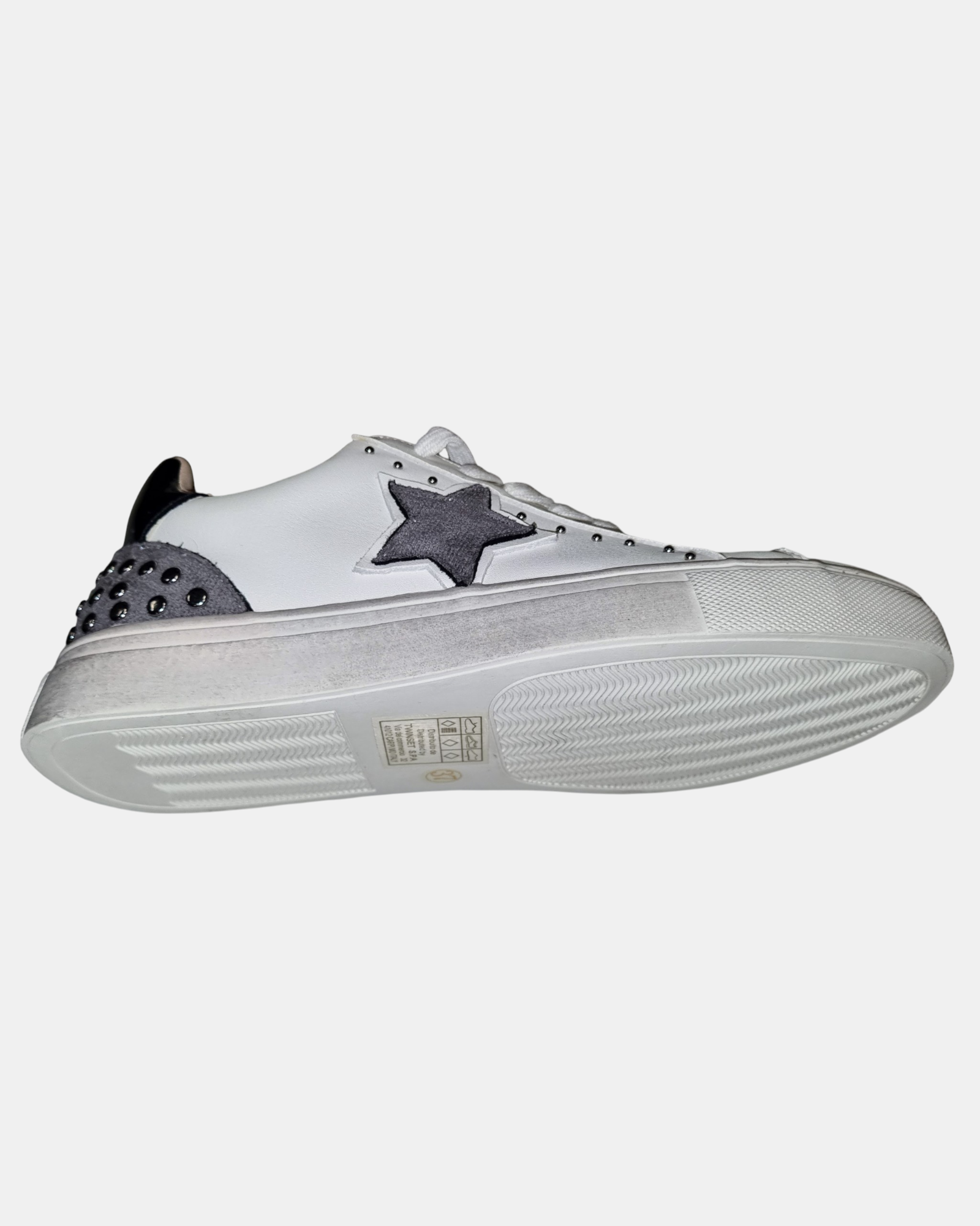Twinset 222TJT016 Sneakers Donna Bianche – Stile Vintage con Stella Laterale e Borchie
