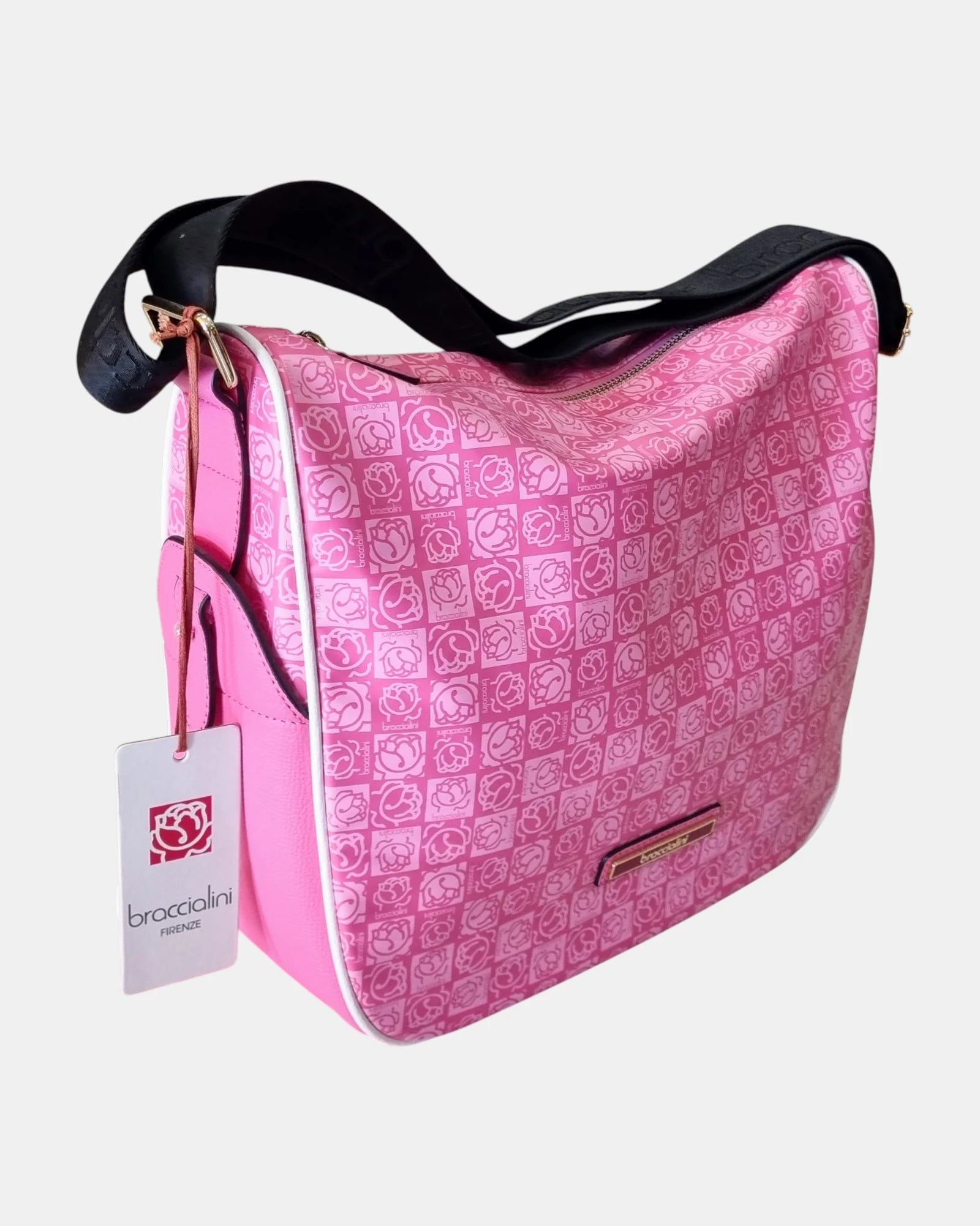 💗 Braccialini borsa donna mod. ILARY – Fucsia Monogramma Nylon Impermeabile
