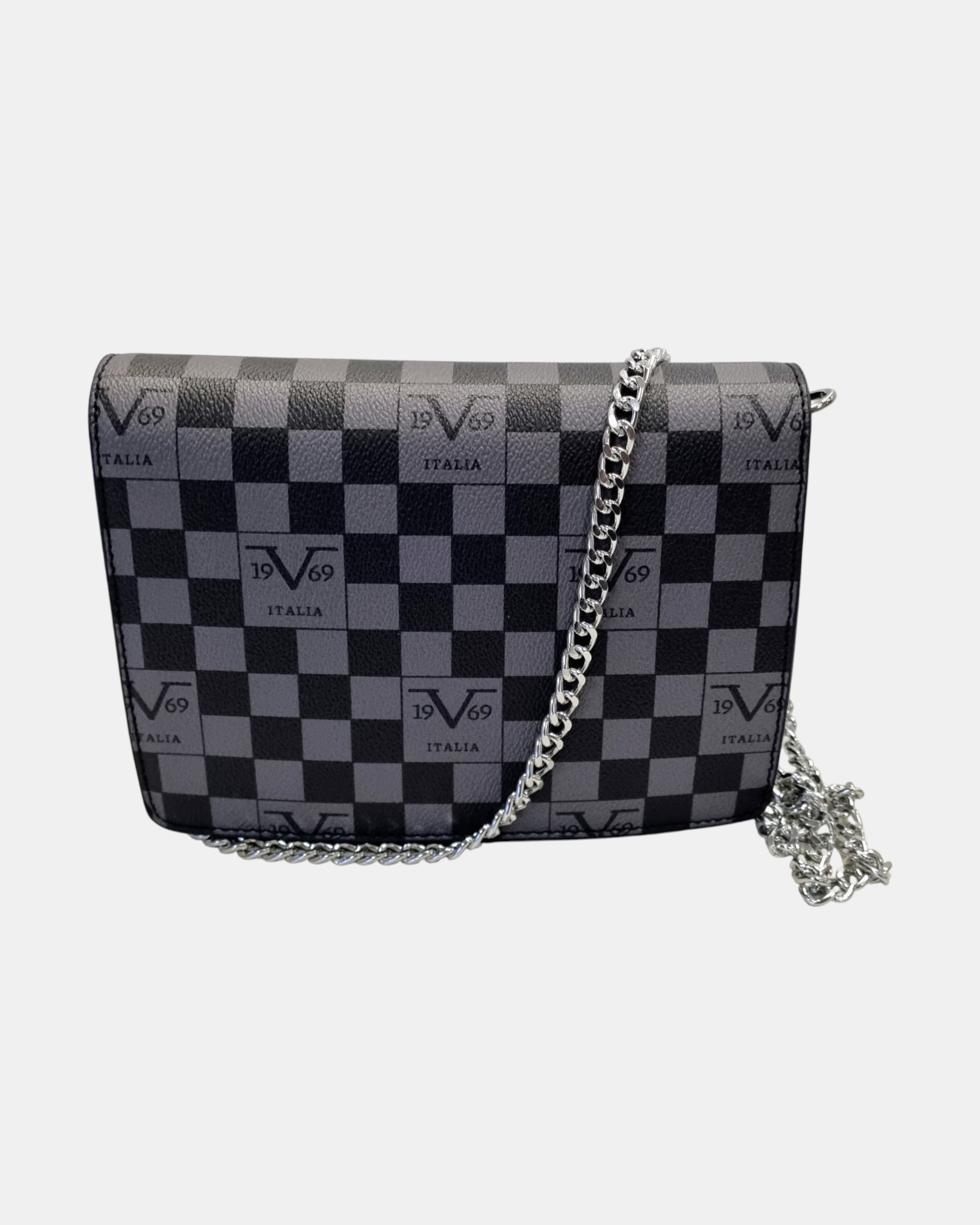19V69 Italia Borsa a Tracolla Donna Modello Leandra Nero Grigio o Nero Marrone con Logo All Over