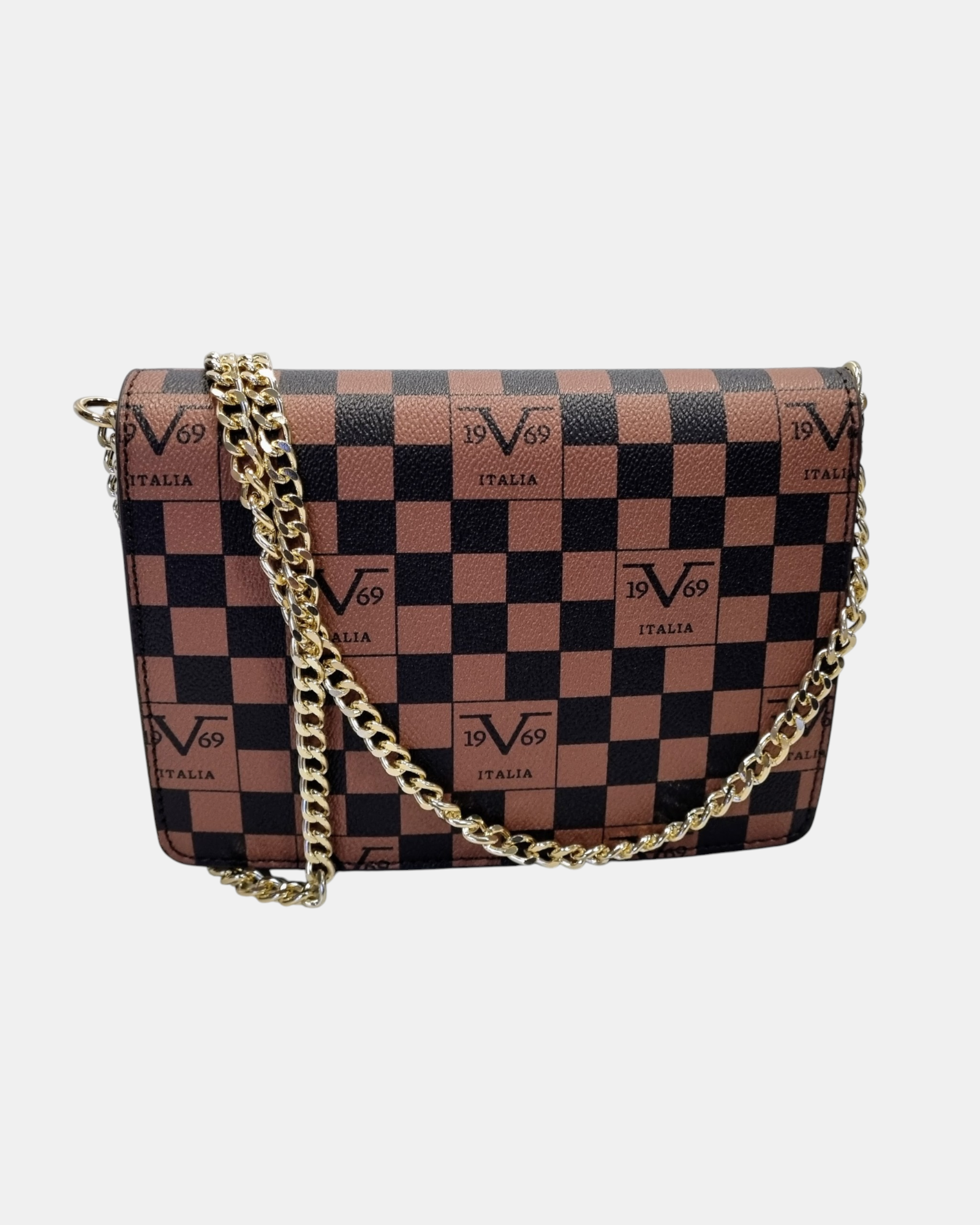 19V69 Italia Borsa a Tracolla Donna Modello Leandra Nero Grigio o Nero Marrone con Logo All Over