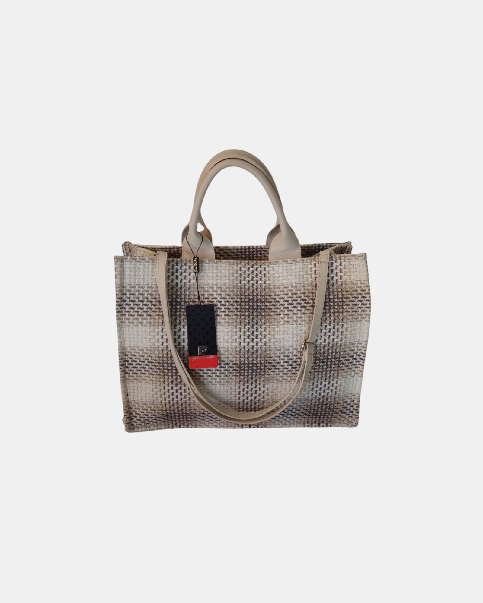 Pierre Cardin borsa shopper grande made in Italy Vera Pelle e Pied de Poule con Tracolla