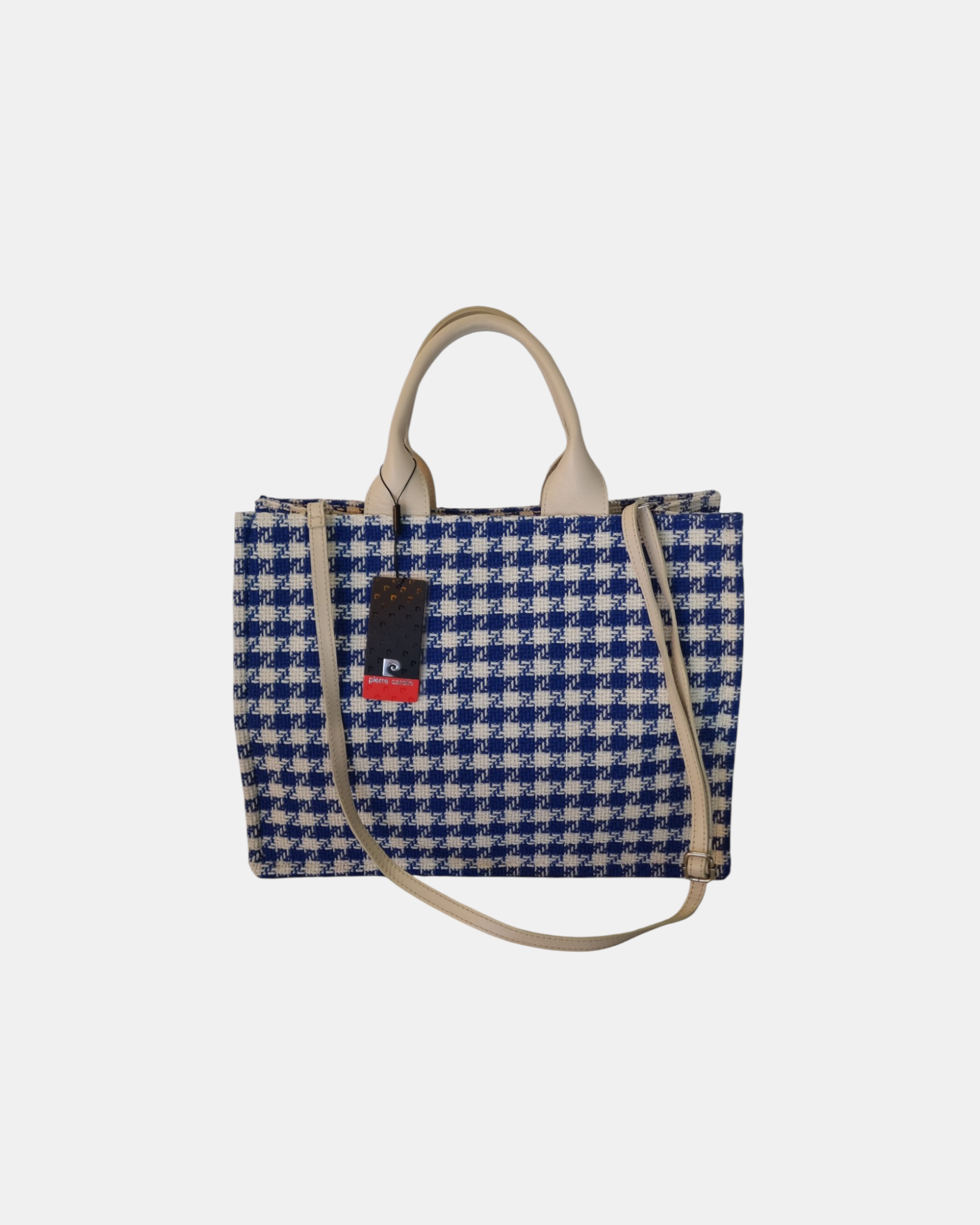 Pierre Cardin borsa shopper grande made in Italy Vera Pelle e Pied de Poule con Tracolla