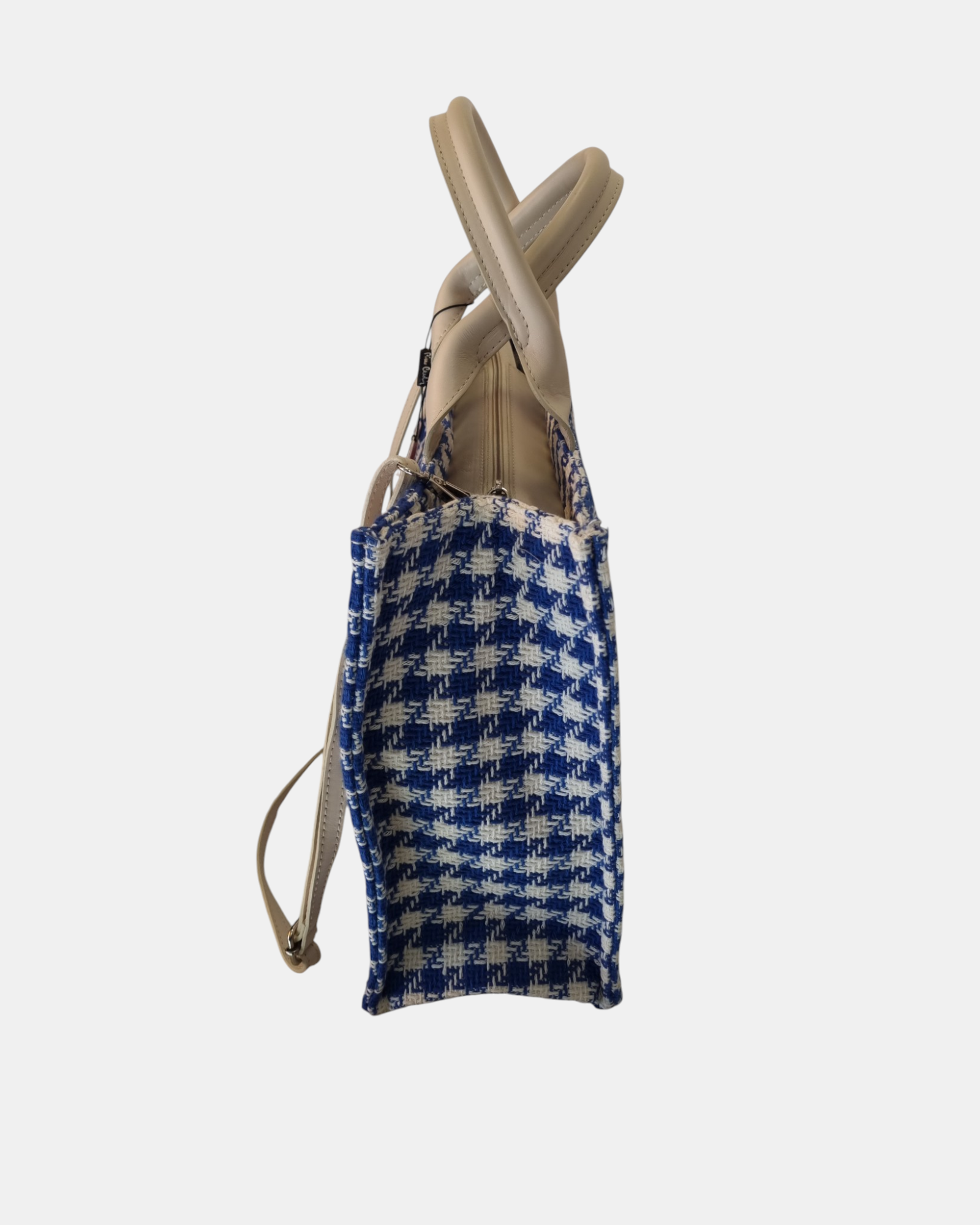 Pierre Cardin borsa shopper grande made in Italy Vera Pelle e Pied de Poule con Tracolla