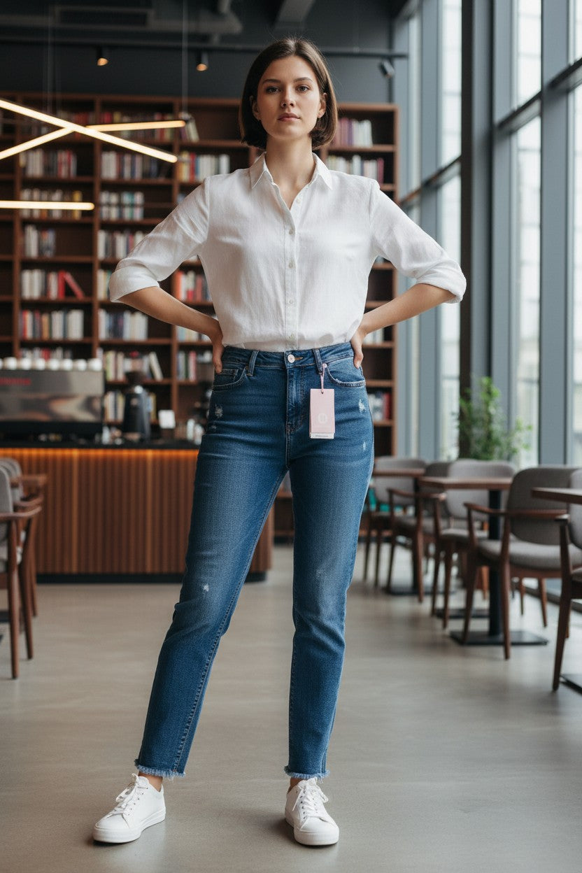 Seventwoseven jeans donna modello Kate straight Made in Italy