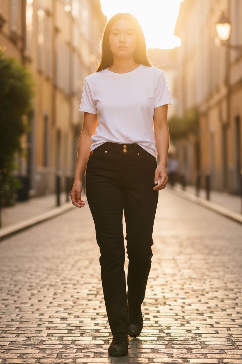 Yes Zee Jeans donna carrot fit essential raw nero art. P332