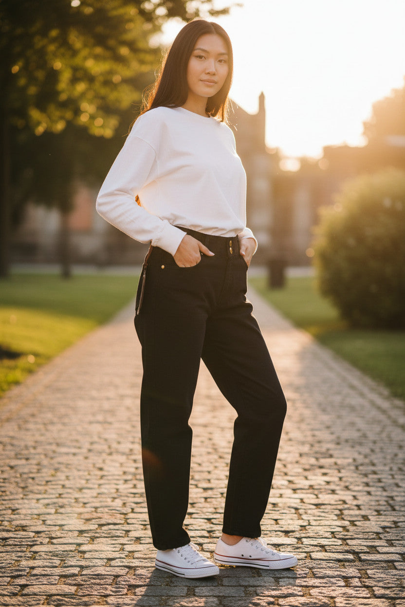 Yes Zee Jeans donna carrot fit essential raw nero art. P332