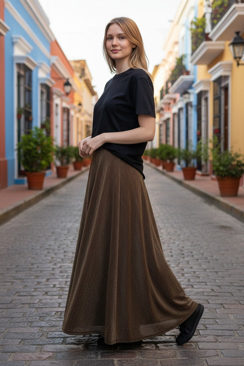Calvin Klein gonna midi lurex bronzo