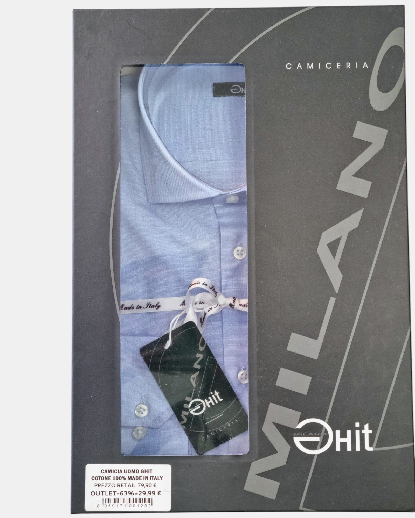 GHit Camicia Uomo cotone 100% Made in Italy manica lunga