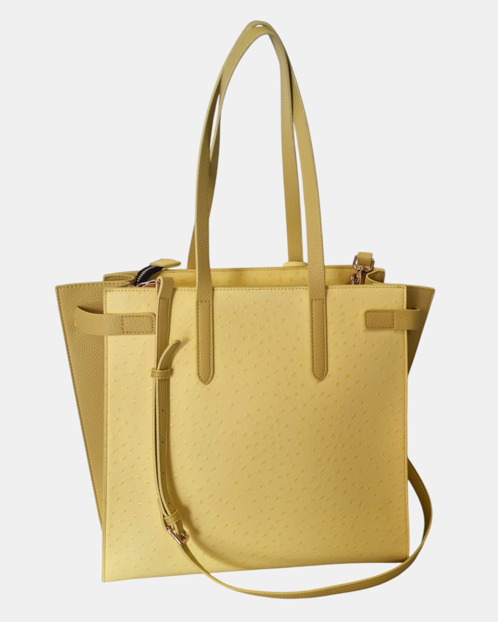 Manila Grace borsa shopping  art. B 218 effetto struzzo col. giallo limone