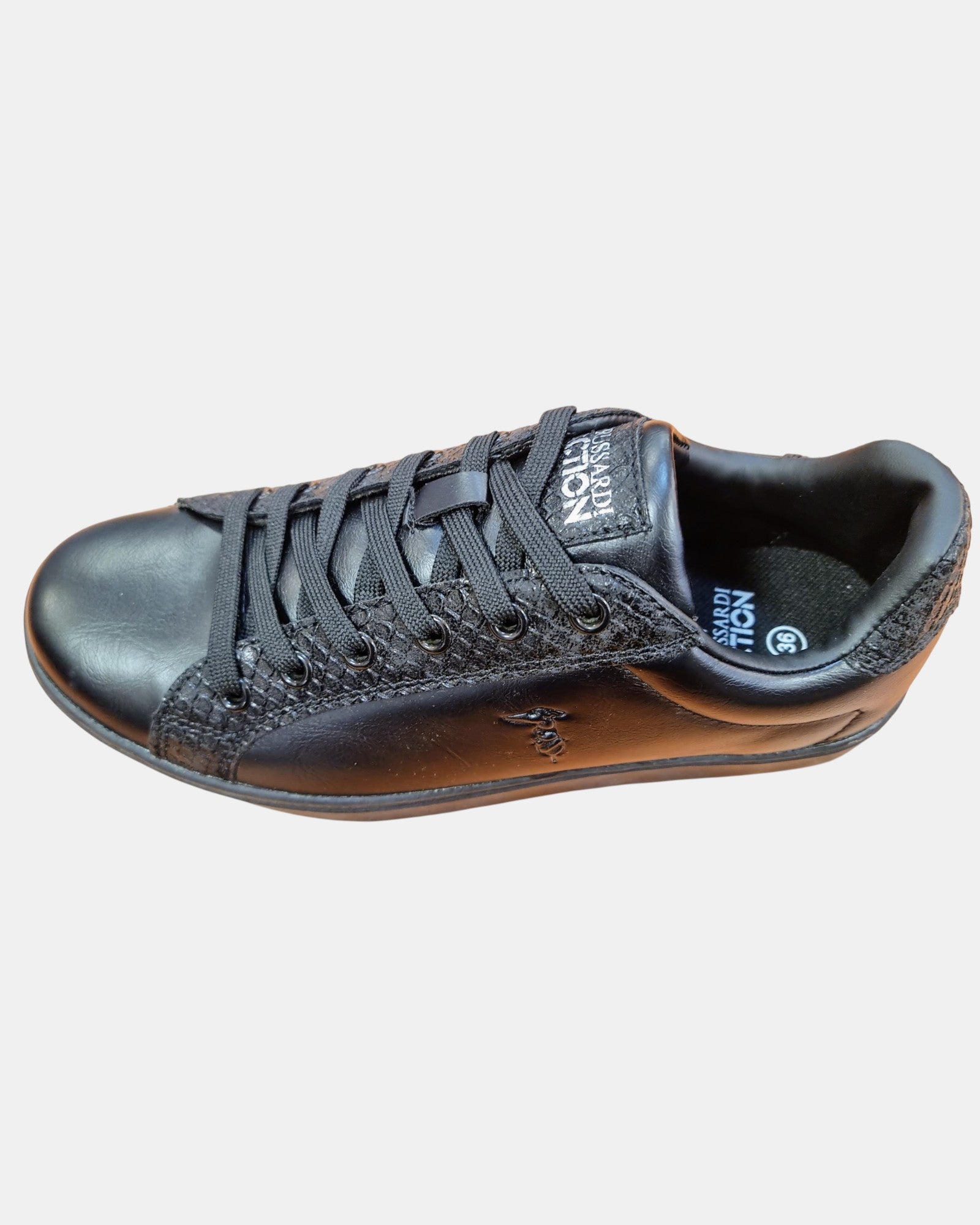 Trussardi sneakers donna basse con dettagli pitonati