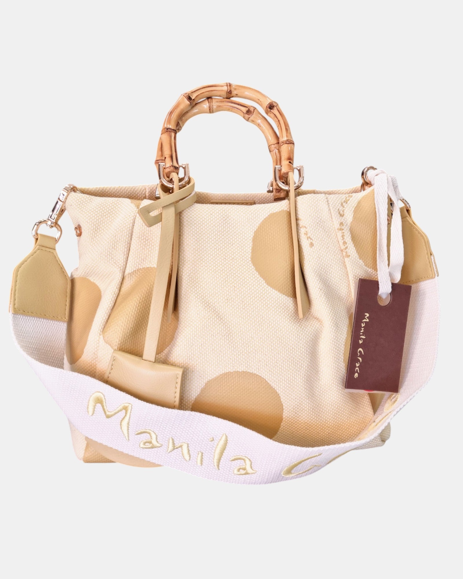Manila Grace borsa Jasmine Canvas Pois Small