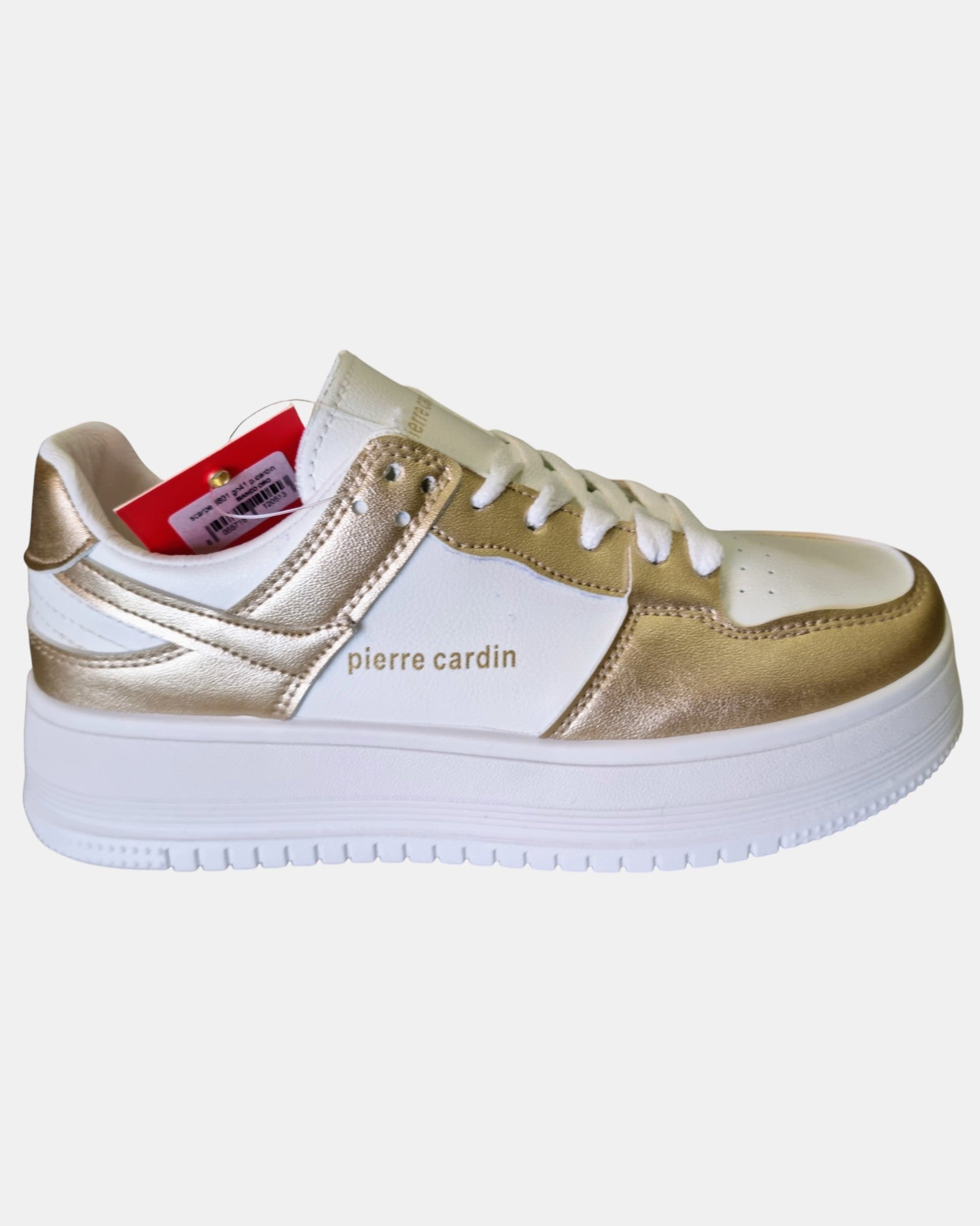 Pierre Cardin sneakers donna bianco oro art.8801 suola platform alta