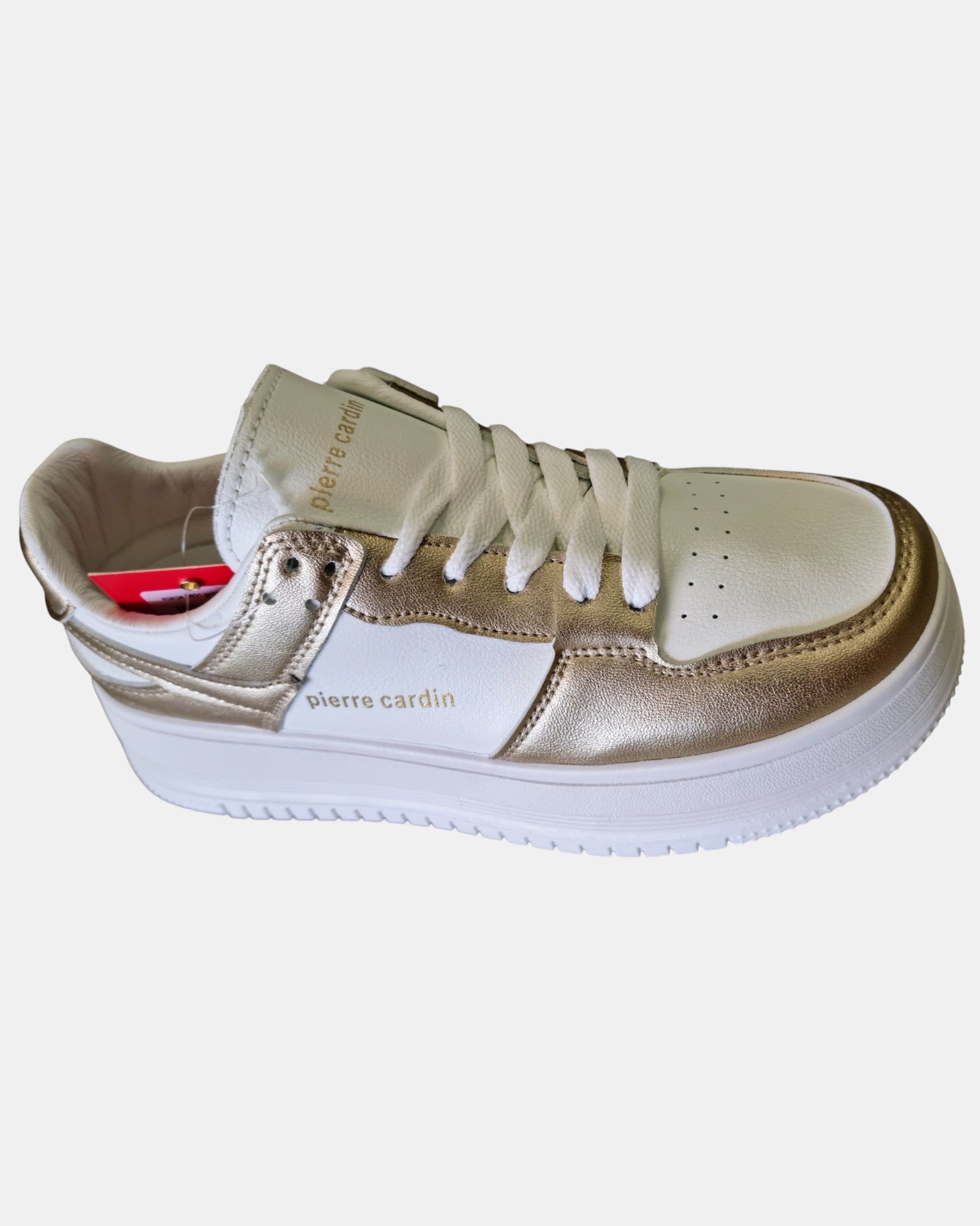 Pierre Cardin sneakers donna bianco oro art.8801 suola platform alta
