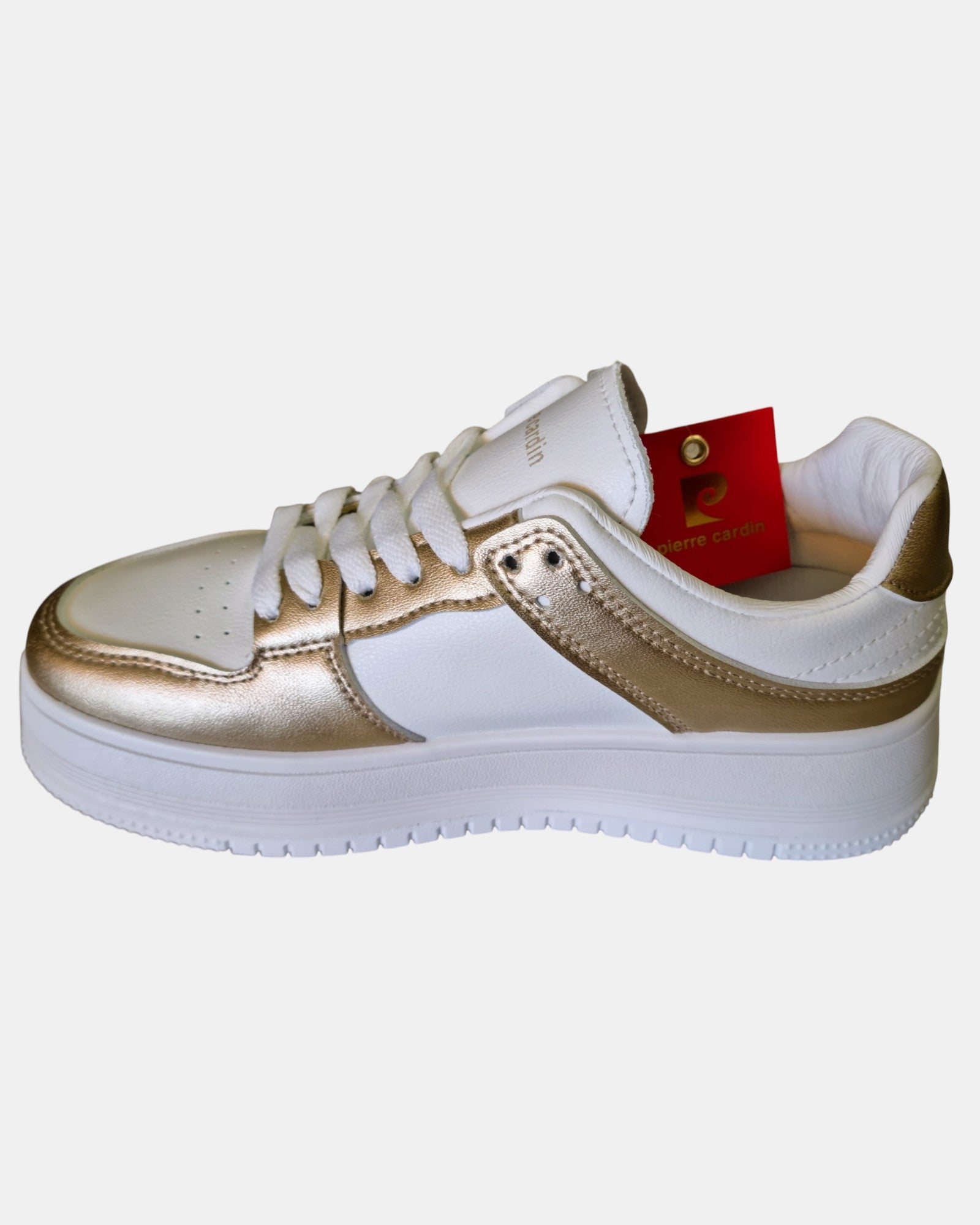 Pierre Cardin sneakers donna bianco oro art.8801 suola platform alta