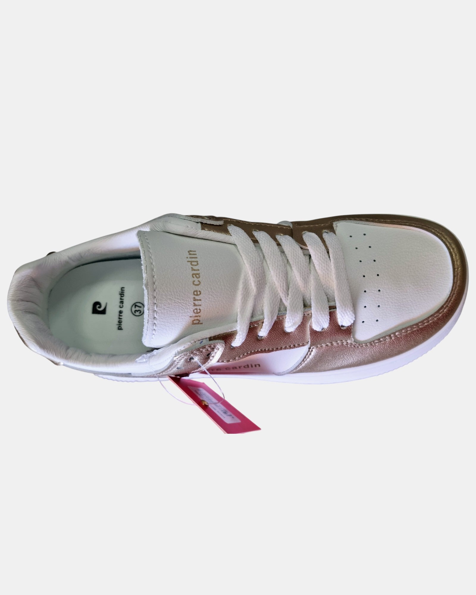 Pierre Cardin sneakers donna bianco oro art.8801 suola platform alta