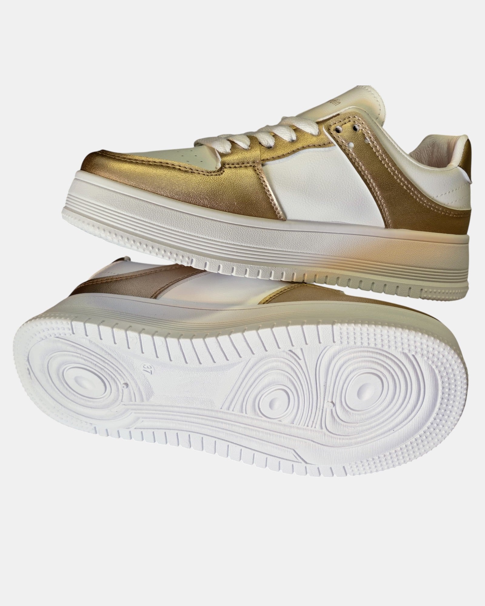 Pierre Cardin sneakers donna bianco oro art.8801 suola platform alta