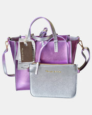 Manila Grace borsa Felicia Medium  laminata bicolore a tracolla