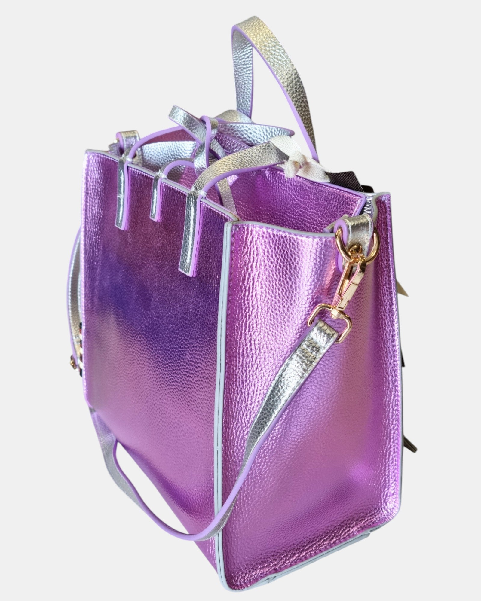 Manila Grace borsa Felicia Medium  laminata bicolore a tracolla