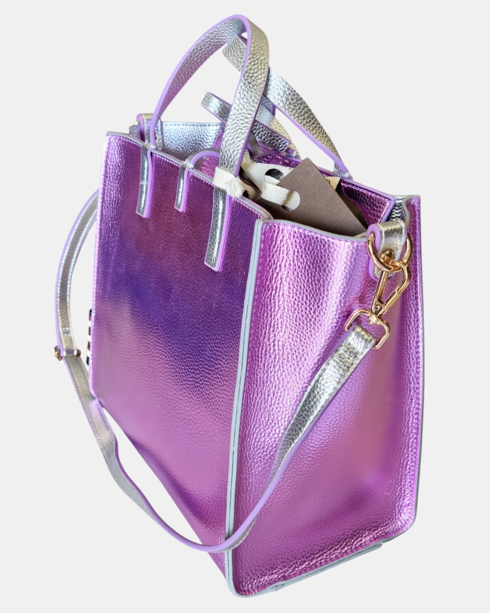 Manila Grace borsa Felicia Medium  laminata bicolore a tracolla