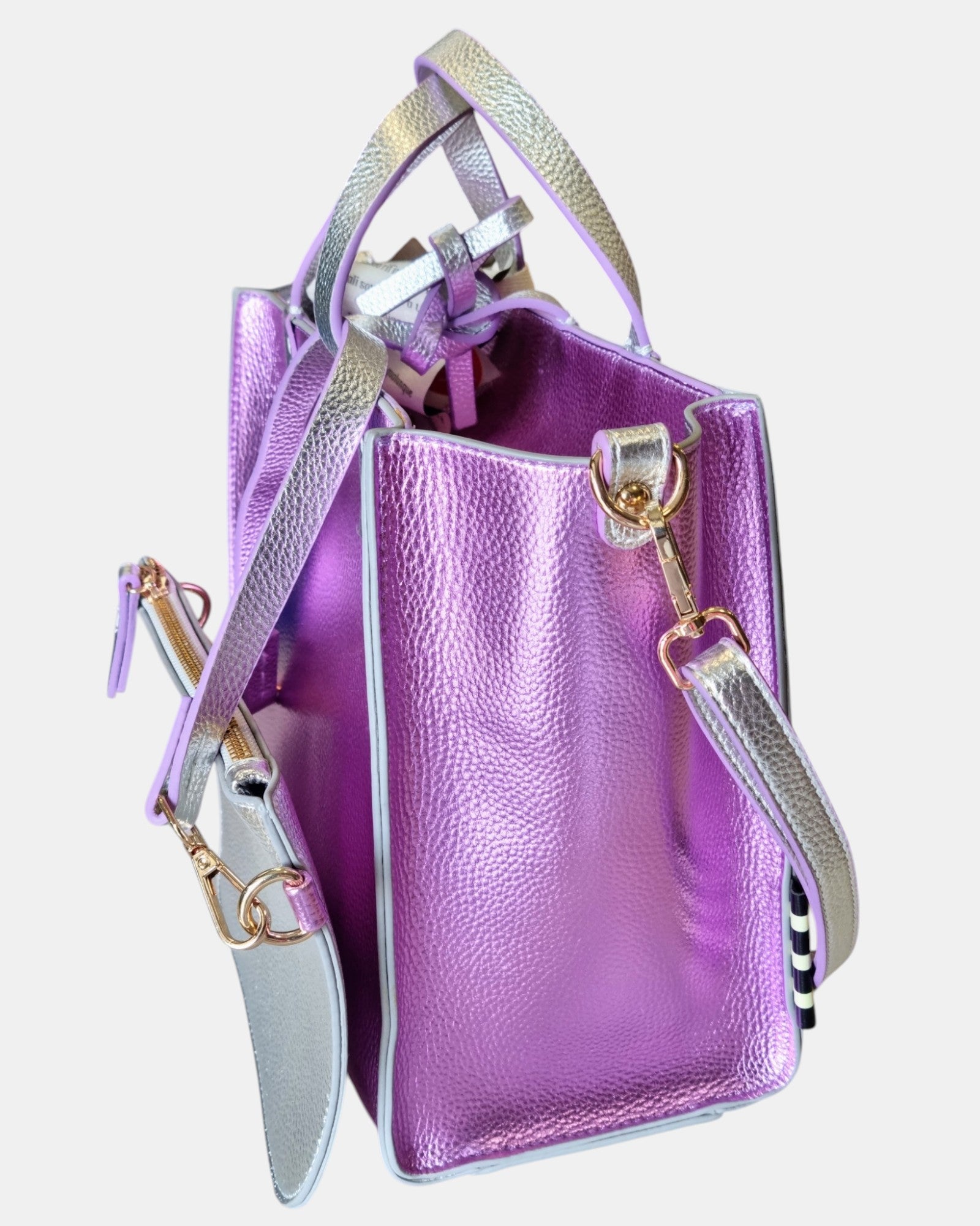 Manila Grace borsa Felicia Medium  laminata bicolore a tracolla
