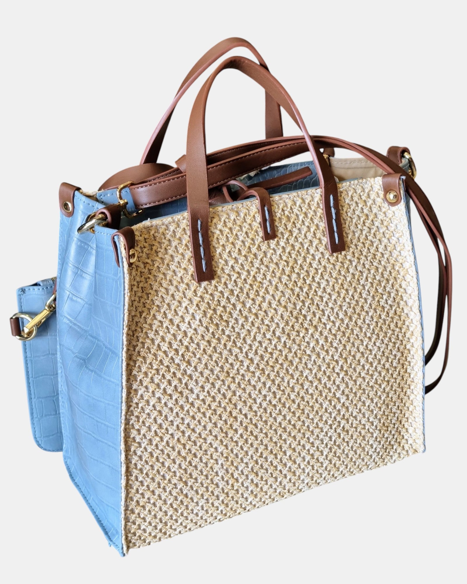 Manila Grace borsa Donna Felicia Medium Paglia e Rafia intrecciata