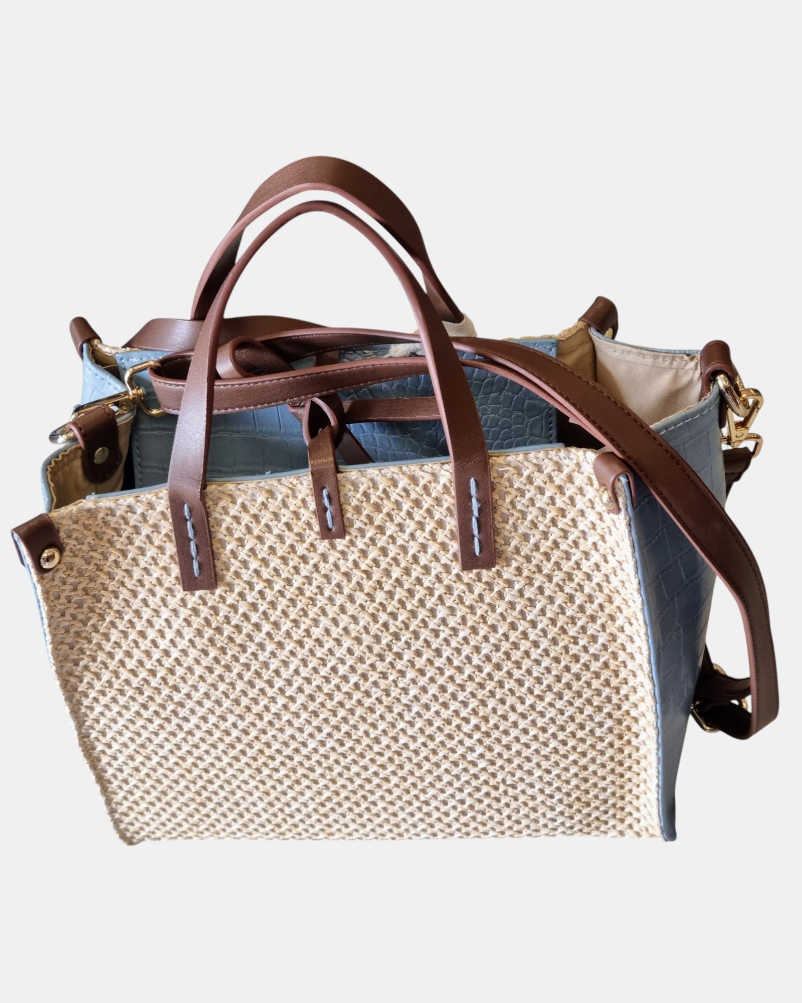Manila Grace borsa Donna Felicia Medium Paglia e Rafia intrecciata