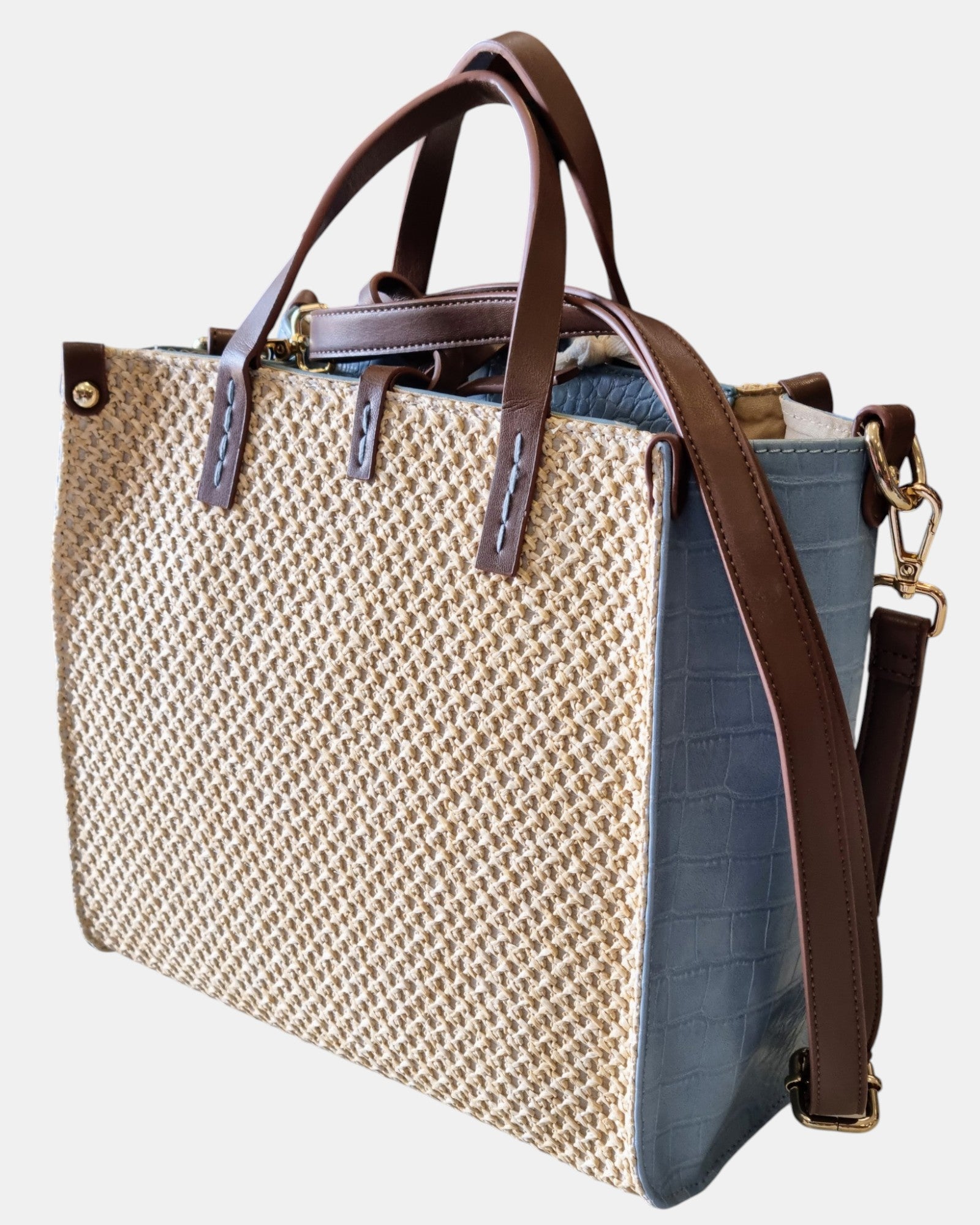 Manila Grace borsa Donna Felicia Medium Paglia e Rafia intrecciata