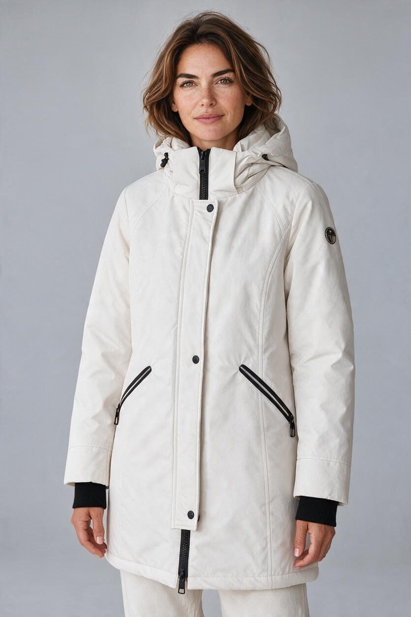 Il Granchio Parka Donna Imbottito con Cappuccio Bianco Idrorepellente
