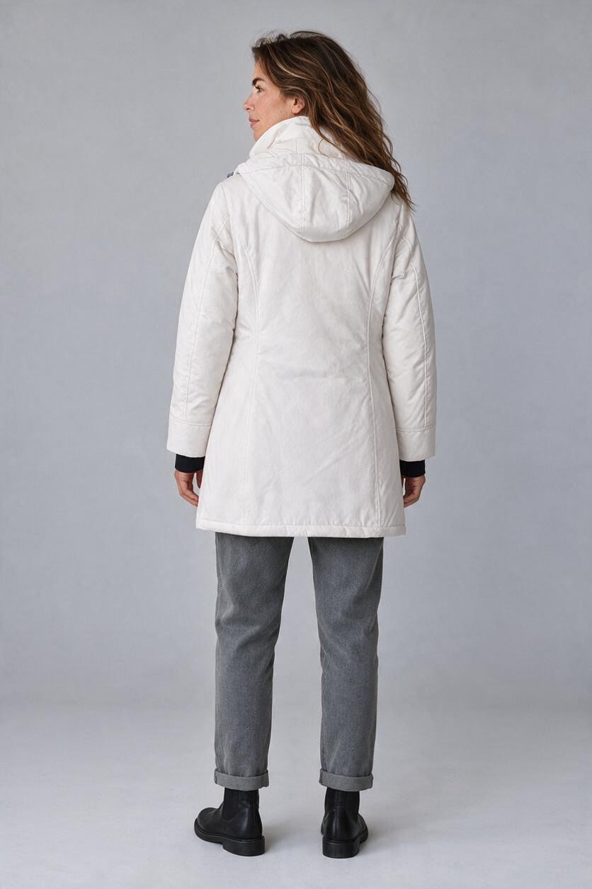 Il Granchio Parka Donna Imbottito con Cappuccio Bianco Idrorepellente