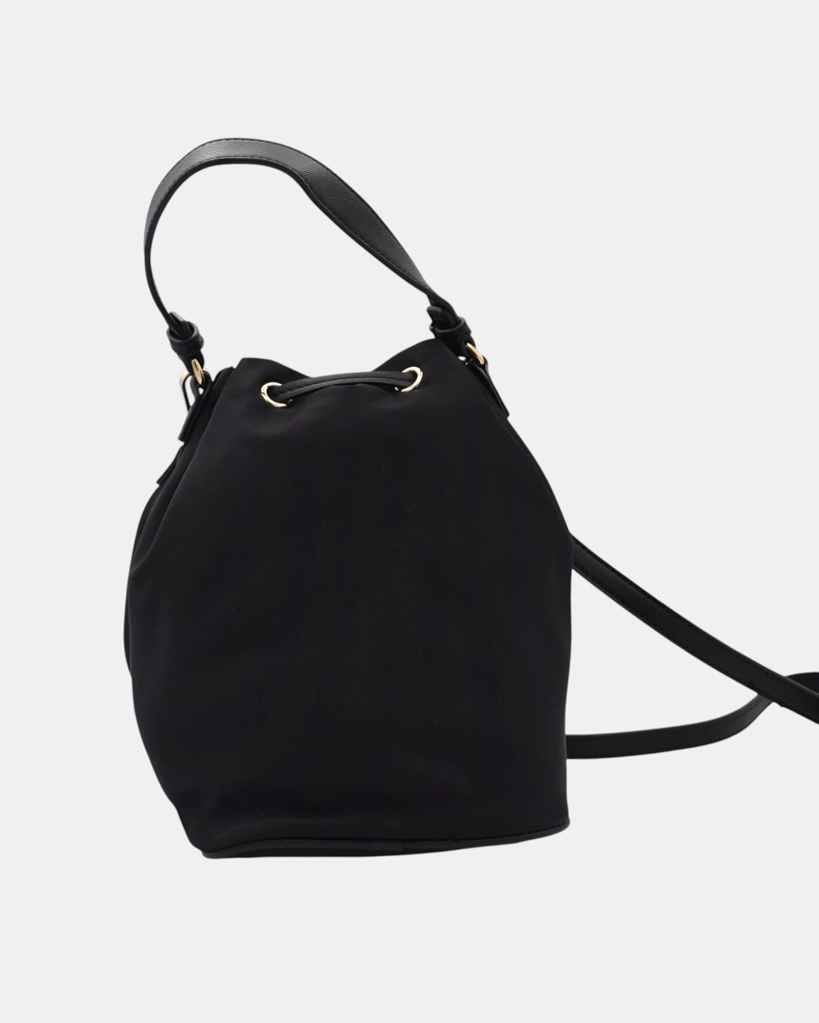 19V69 Italia by Versace Borsa Secchiello Donna Nera in Nylon Idrorepellente con Tracolla Removibile