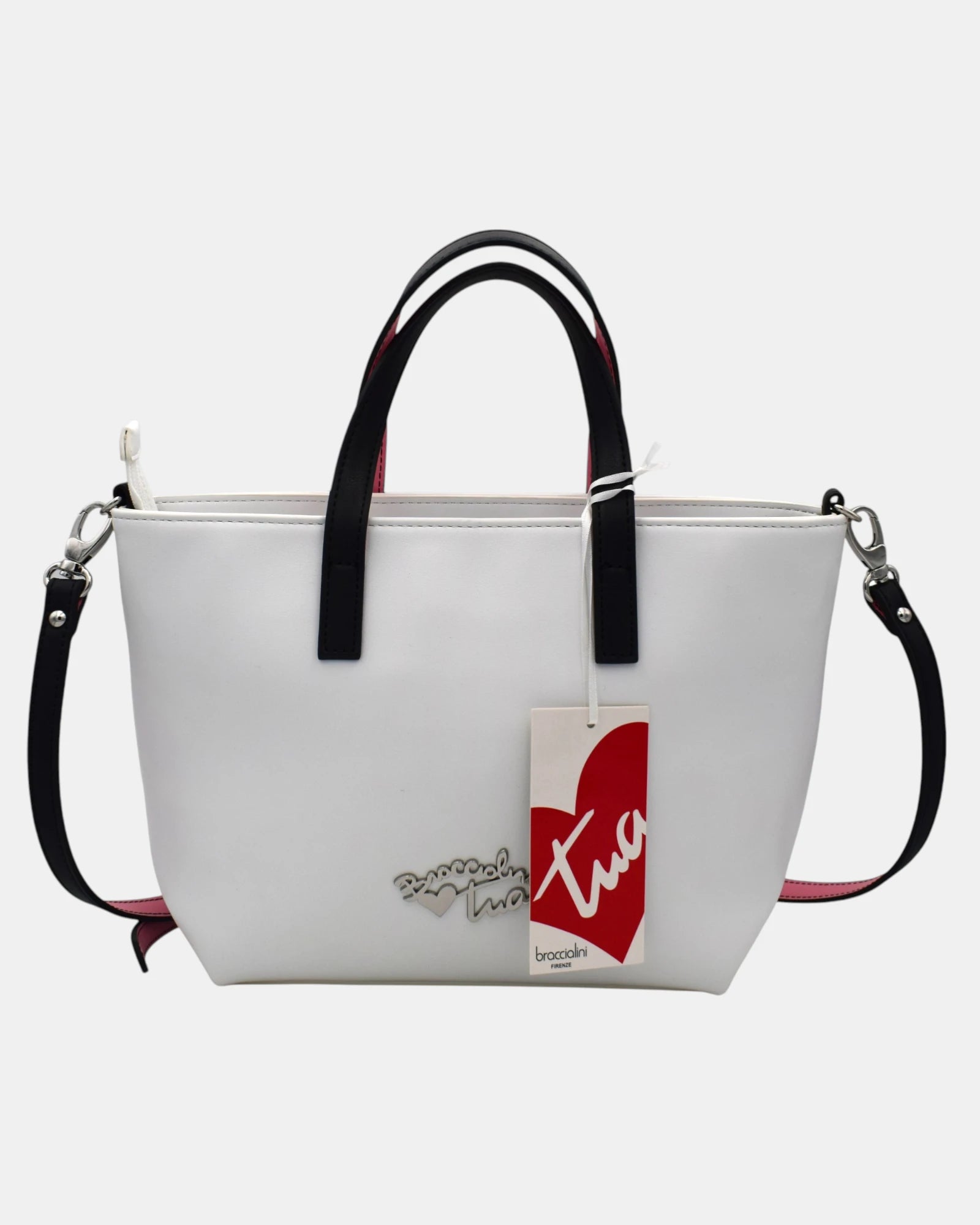 Braccialini borsa donna mod.TUA Shine B 12041 – Bianco con Ciliegie Pixel Art