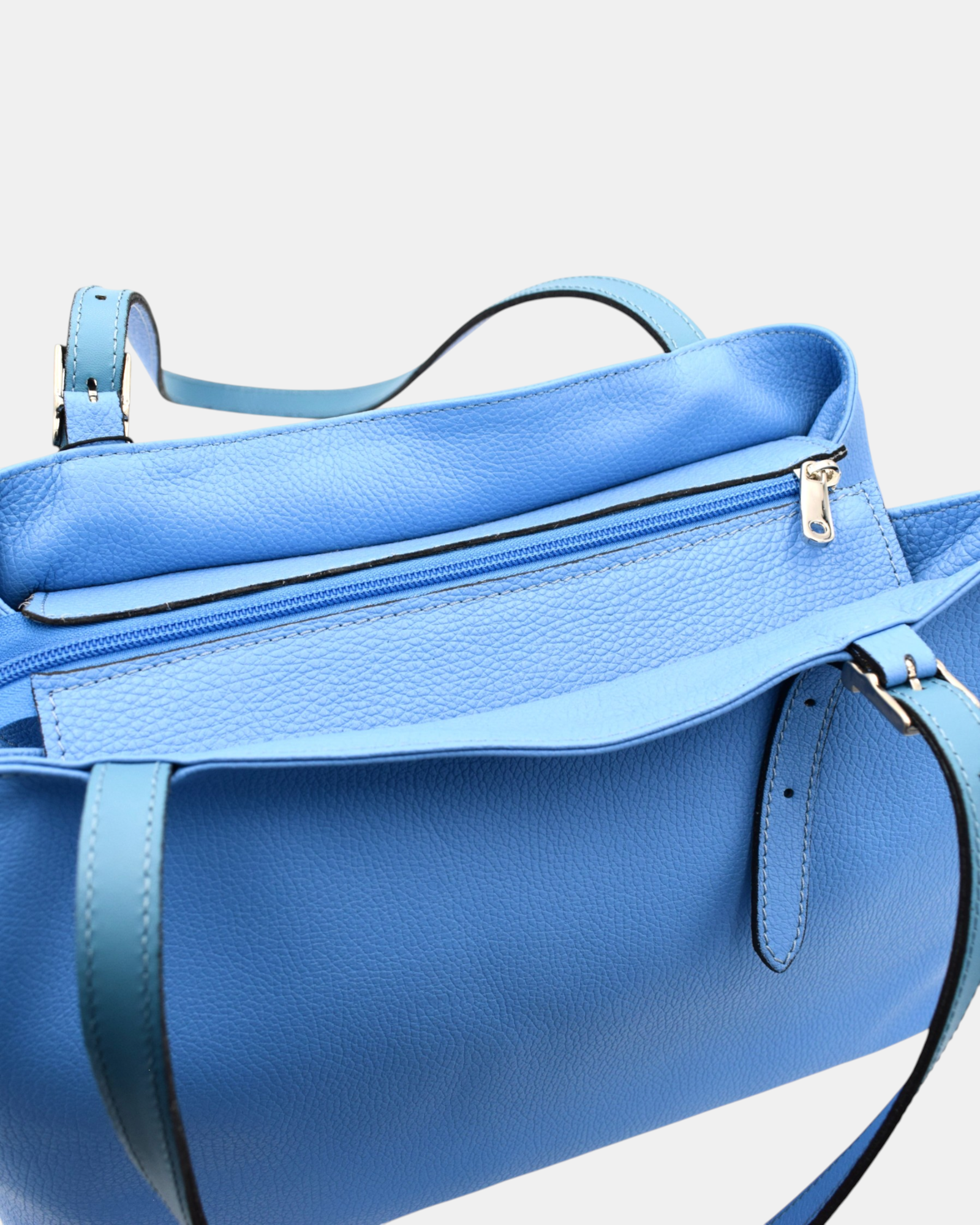 Pierre Cardin Borsa Shopper Donna in Vera Pelle Nappa Modello 534 Azzurro Capiente