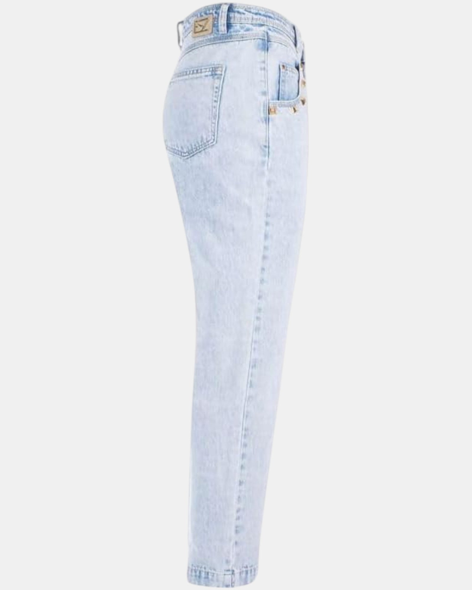 Yes Zee jeans Donna art. P331 / P767 Boyfriend Vita Alta Denim Chiaro con Borchie