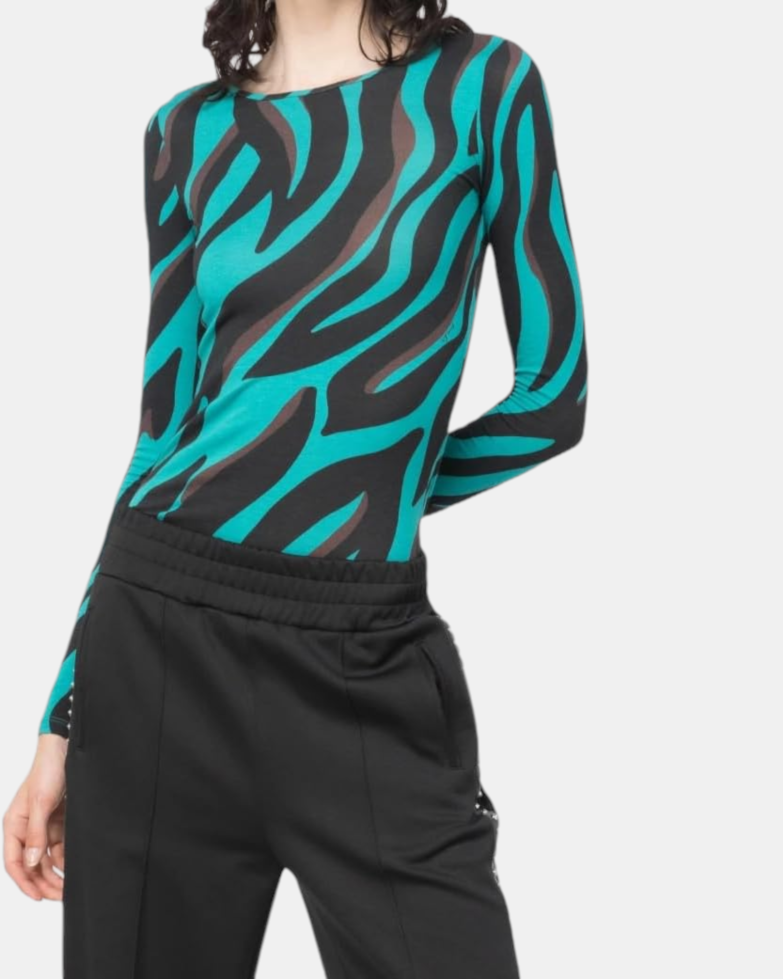 Pinko Maglia Donna art. Berlino Jersey stampa grafica  all-over bicolore verde - nero
