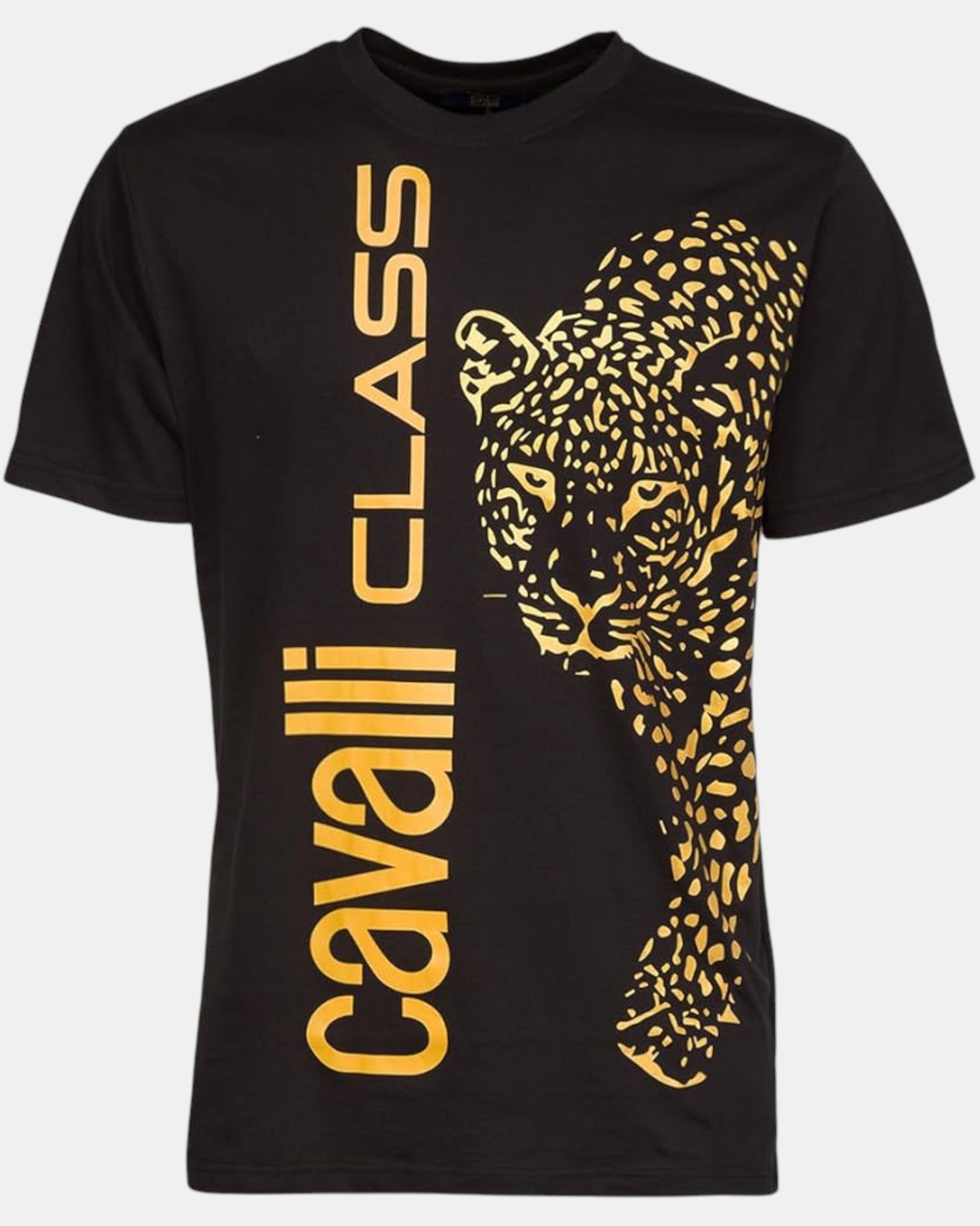 Cavalli Class T-Shirt Uomo stampa verticale Leopardo 100% cotone